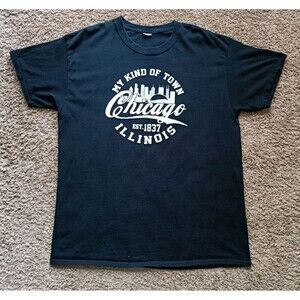 Chicago Illinois T-Shirt Men's Medium Black Short Sleeve